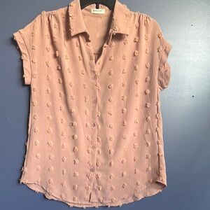 Muave Pink Short Sleeve Button Down Shirt